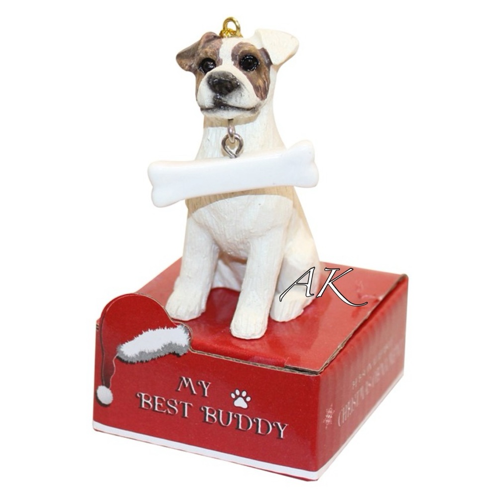 Jack Russell Christmas Tree Ornament w/ Personalizable Bone 🐾 JRT